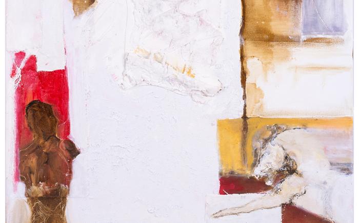 Eudaimonia, 2025, olio su tela 100 x 50 cm, € 3.750