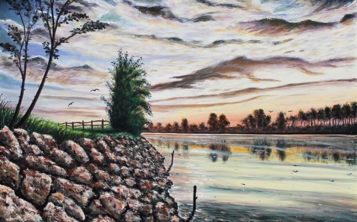 Il grande fiume Po, 2005, olio su tela 120 x 80 cm