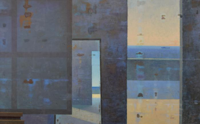 Rifrazione - atelier, 2020, olio su tela cm 150x100