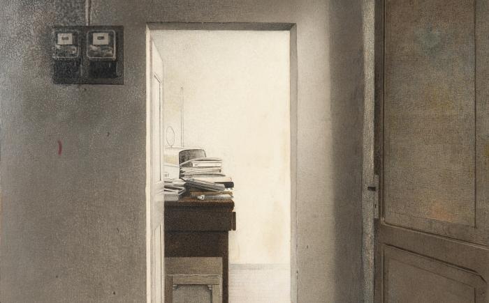 Interno-Modena, 1976, tecnica mista su cartone intelato