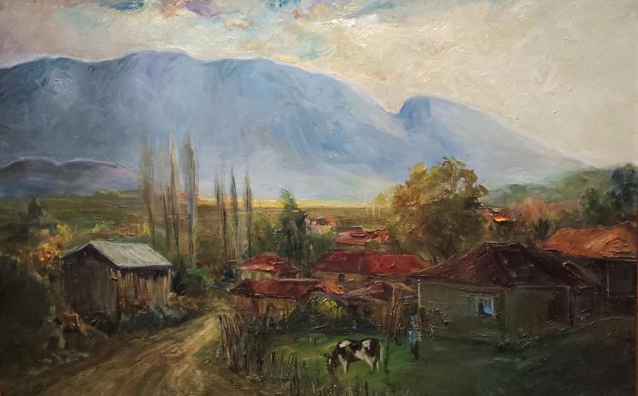 Pomeriggio nel villaggio, 2013, olio su tela 75 x 60 cm