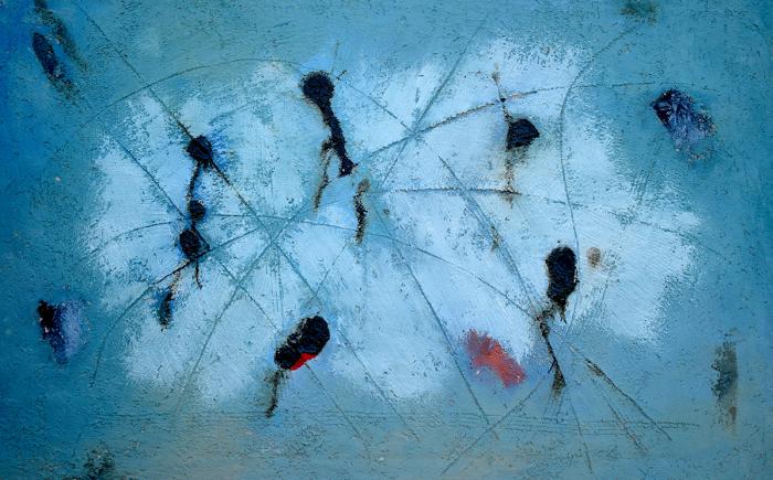 Senza Titolo, 2023, olio sabbia e tecnica mista su tela 100 x 70 cm