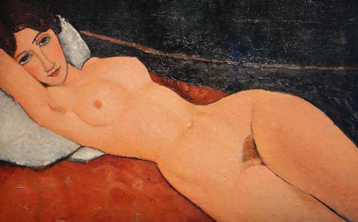 Nudo femminile disteso su cuscino bianco, 1917
