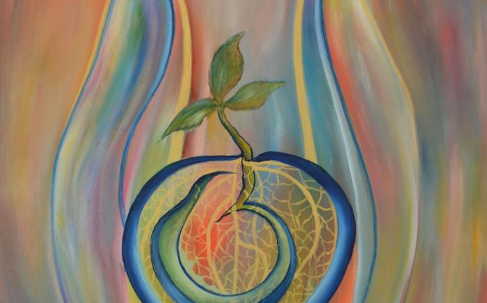 Accoglienza del cuore, 2025, tecnica mista 80x100 cm