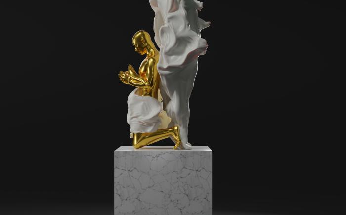 ADAMO 2030, 2021, Scultura-Scultura Digitale NFT, dimensioni h. 70 - h. 210 cm