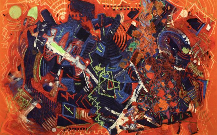 Al confine del parossismo, 2021, tecnica mista su cartoncino telato 100 x 70 cm