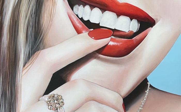 DIAMONDS ARE GIRL'S BEST FRIEND, 2022, tecnica mista 60x60x3,5 cm