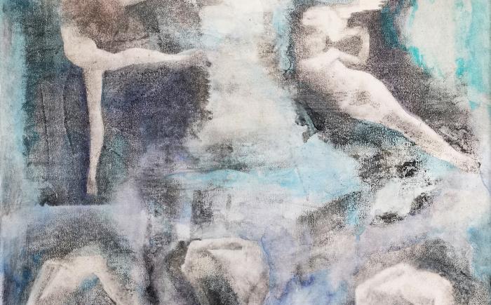 Angeli, 2000, tecnica mista su tela, 70x70 cm