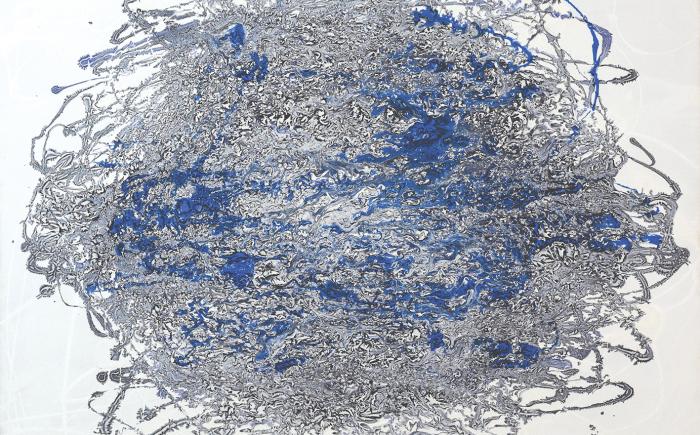 Armonia caotica, 2008, smalto su tela 100 x 100 cm