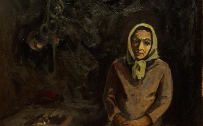 Lunga attesa di una valtellinese o L'attesa o Maternità, 1966, Olio su tela