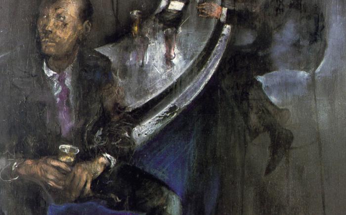 Uomini al bar (Il grande bar), 1960, Olio e tempera, 230x152cm