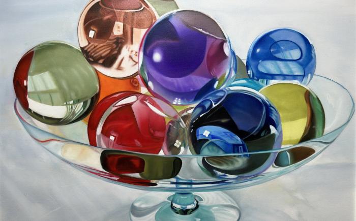 Biglie, 2023, olio su tela 60x50 cm
