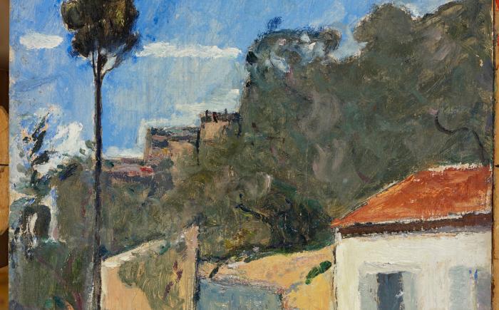 Cipresso a Zoagli, 1927, olio su asticella, cm 45x35