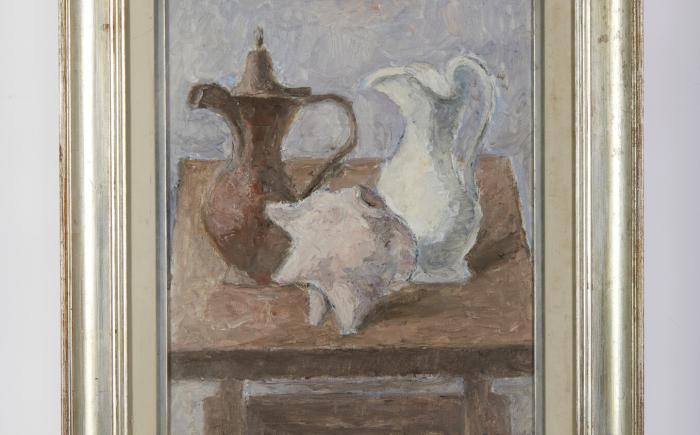 Natura morta con conchiglia, 1980, olio su tela, 45,5x35,5cm