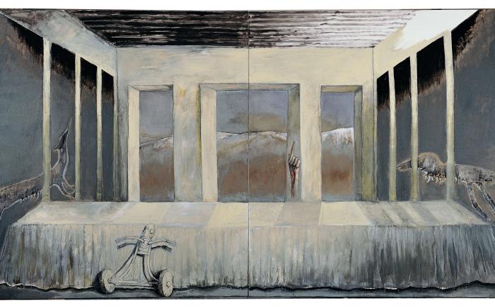 Della Melancholia seconda, 2006, smalto e colori metallici su tela, cm 213 x 413