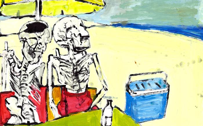 Don't look up, 2025, acrilico su carta, 50 x 70 cm