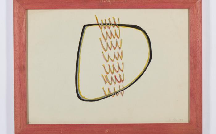 Senza titolo, 1963, Intervento su litografia, 34.5 x 49.5 cm