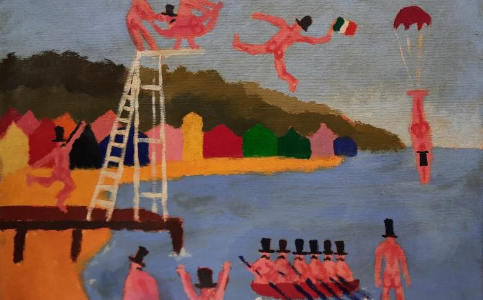 La gita al mare, dipinto su tela, cm 40x50