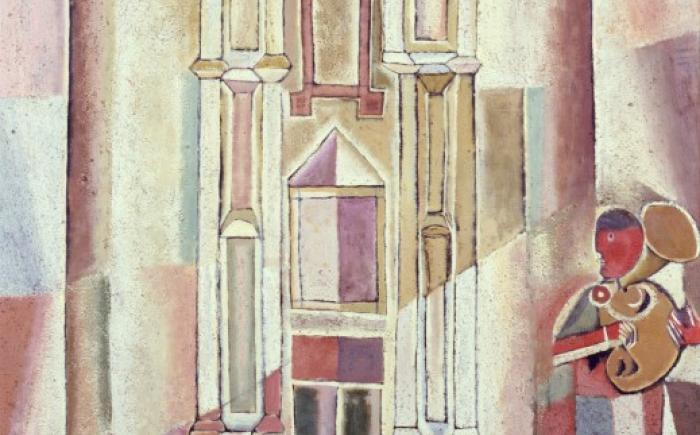 Cattedrale con suonatore di tromba
