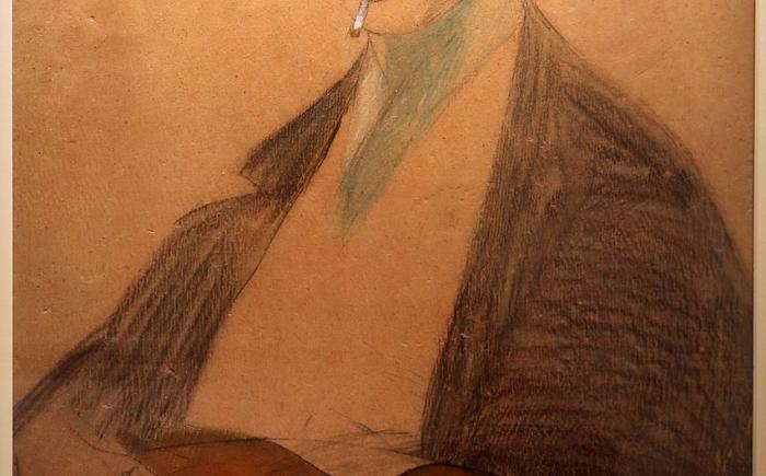 Giovane dalla sigaretta, 1910-12, carboncino, pastello e acquarello su carta