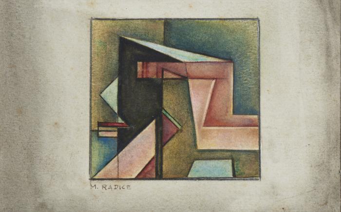 COMP.G.R.U. (1940-1942), tecnica mista su carta, 15.5 x 16.5 cm