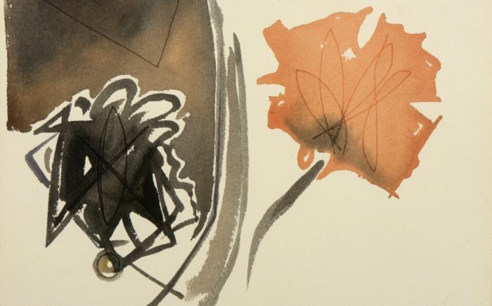 Doppio fiore, 1999, acquerello su carta, 34.0 x 40.0 cm