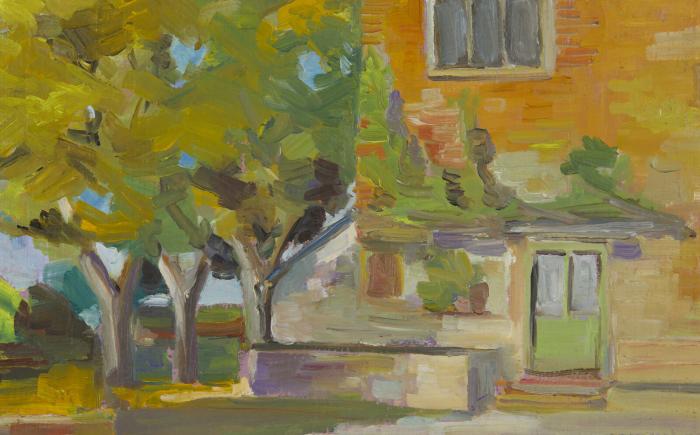 Paesaggio, olio su tela applicata su tavola, 28.6 x 38.0 cm