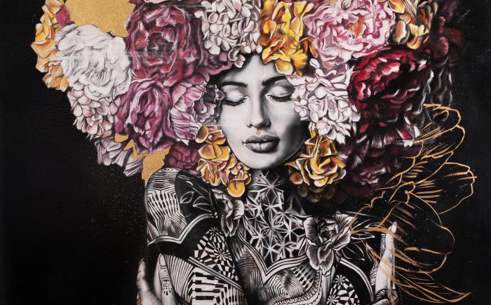 Yuky, 2024-2025, tecnica mista su tela 100x120 cm