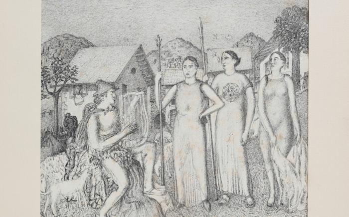 Il pomo della discordia, china su carta, 21.5 x 24.0 cm