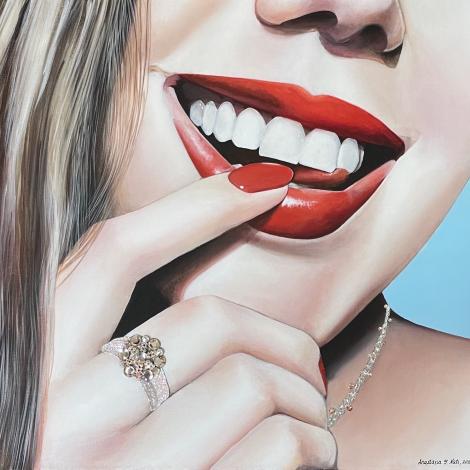 DIAMONDS ARE GIRL'S BEST FRIEND, 2022, tecnica mista 60x60x3,5 cm