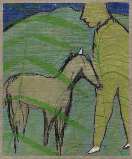 Qualcosa che fugge, 2024, acrilico su tela, 50 x 61 cm