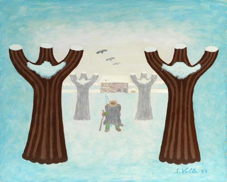 NEBBIA PADANA, 1999, acrilico su faesite, 50x40 cm