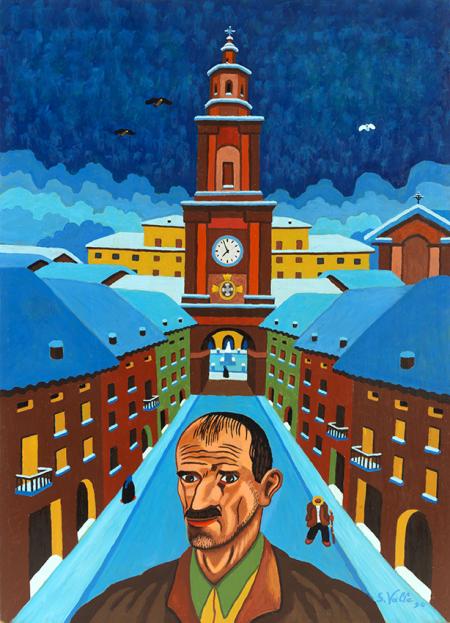 LIGABUE A GUALTIERI, 1990, acrilico su faesite, 40x55 cm