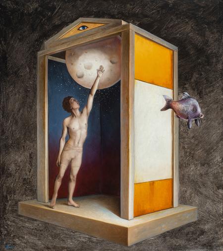 Voglio la luna, 2025, olio su tela 80x90 cm