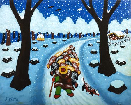PECORE IN TRANSITO, 2000, acrilico su faesite, 50x40 cm