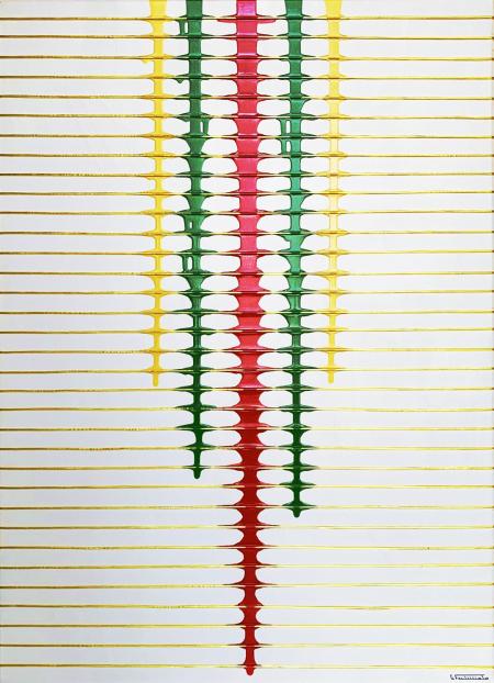 Colate, 2025, acrilico e applicazioni su tela 50 x 70 cm