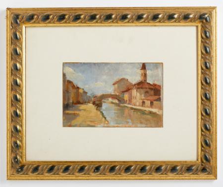 La chiesa di San Cristoforo, 1925, olio su cartoncino, 14.0 x 21.0 cm