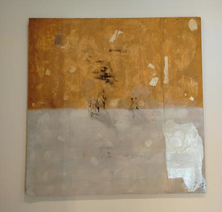 Il confine del ricordo, 2024, vernice su pannello in legno 60x60 cm