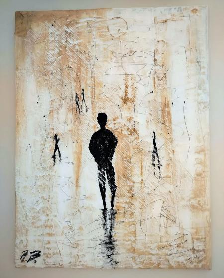 Il lontano presente, 2025, vernice e gesso su tela 60x80 cm