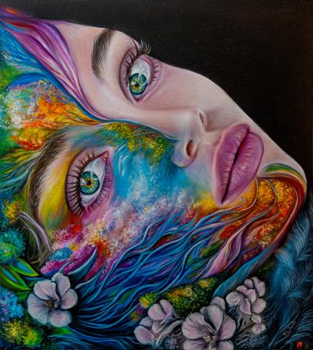 Aegis, 2024, olio su tela 90x100 cm
