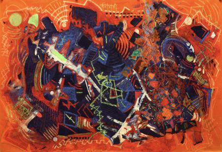 Al confine del parossismo, 2021, tecnica mista su cartoncino telato 100 x 70 cm