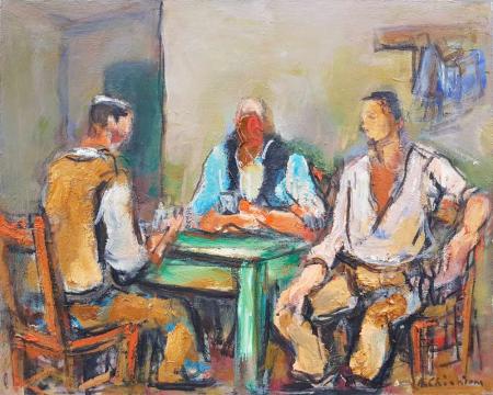 La partita a carte, olio su cartone telato, 50x40cm