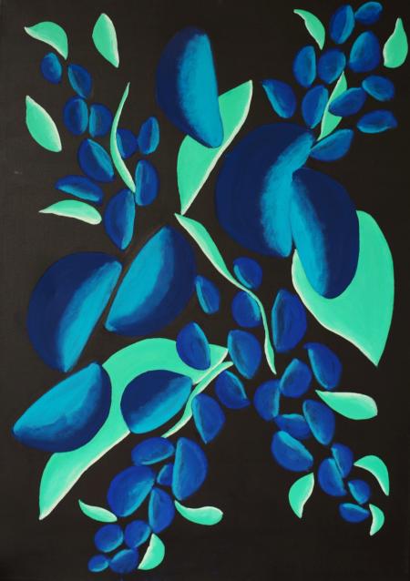 FLOWERS-BLUE SERIES N.5, 2024, acrilico su tela 50x70 cm