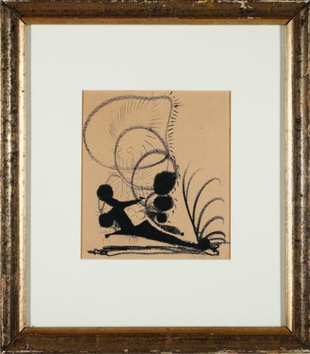 Personaggi, 1971, tecnica mista su cartoncino, 21x19cm