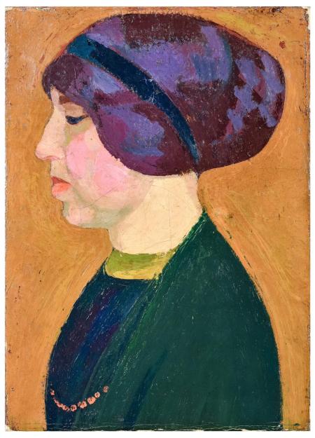 Ritratto della moglie Bice Levi Minzi, 1907, olio su tela, 35,5 x 25,5 cm