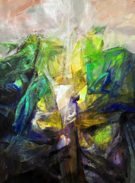 Le radici del possibile, (2025), olio e acrilico su tela, 70x100 cm