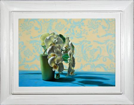 Orchidee e foglia di loto, 2017, olio su tela, 50x70cm