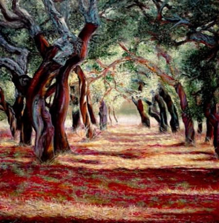 Querce da sughero, 2023, acrilico su tela 80x80 cm