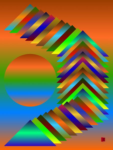 Rainbow Mountain with Moon, 2024, arte digitale 86x114 cm, € 8.800