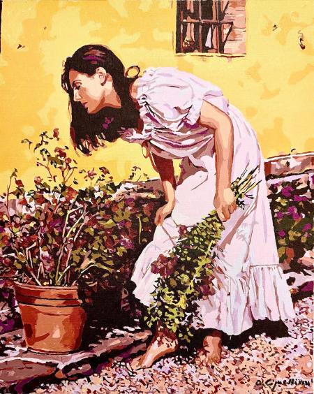 Rosa su rose, 2025, acrilico su tela 40 x 50 cm